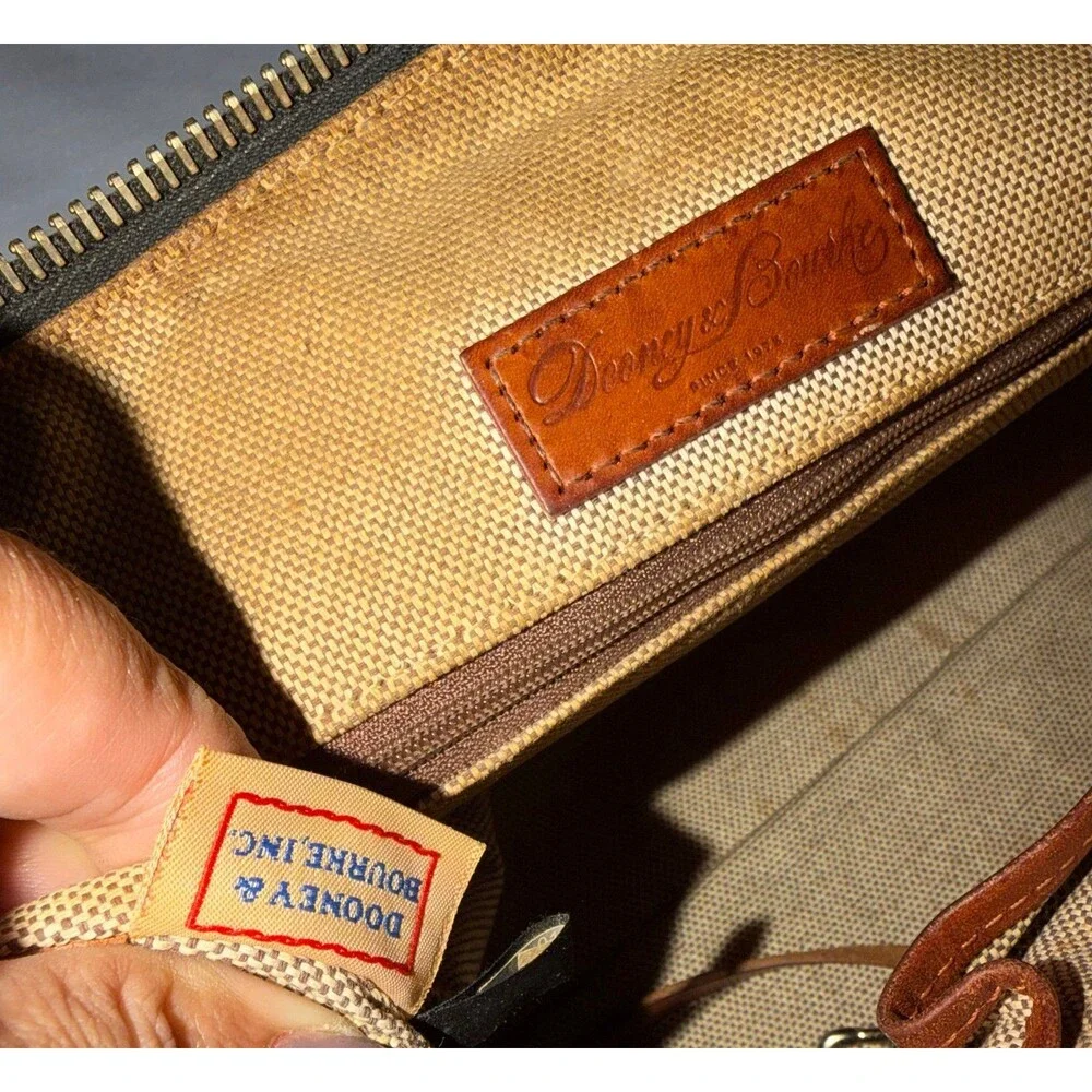 Dooney & Bourke Florentine Black/Brown Satchel Top Handle Zip Detachable Strap